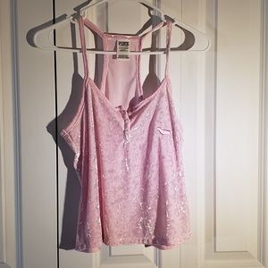Pink velvet tank